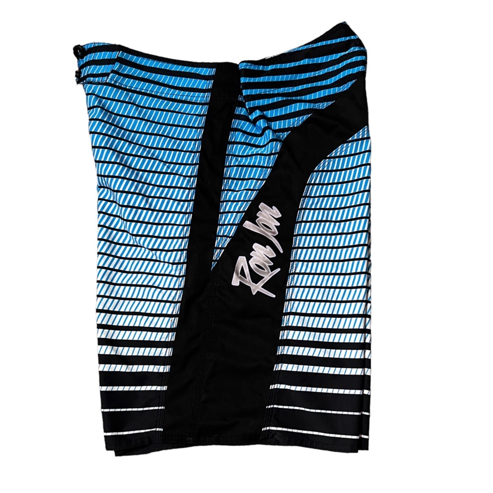 Ron Jon Board Shorts Size 32 Blue Black Surf Beach Swim Medium ALTERED